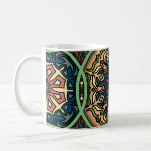 Caneca De Café Colorido Mandala: Vintage Floral Hand Drawn