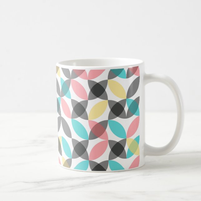 Caneca De Café Colorido, moderno, alegre geométrico circular (Direita)