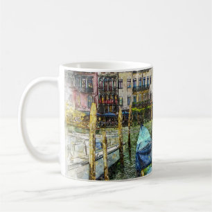 Caneca De Café Colorido Veneza Itália Cena de Pintura Gondola