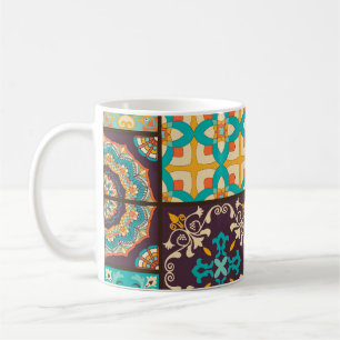 Caneca De Café Colorir Azulejo Islâmico sem costura