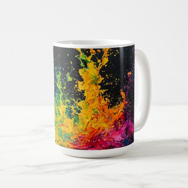 Caneca De Café Colorir Coloração de Tinta (Frente Esquerda)