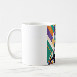 Caneca De Café Colourful Cat Face Abstract Art 
