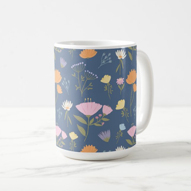 Caneca De Café Colourful meadow on blue (Frente Esquerda)