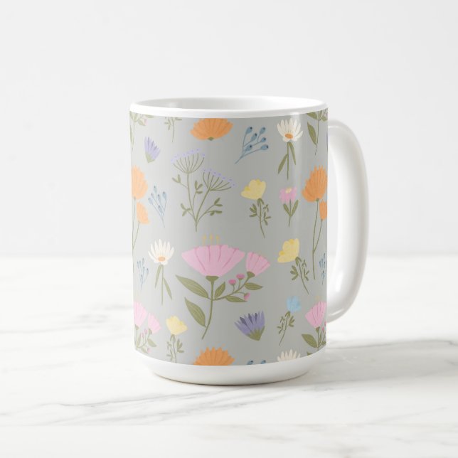 Caneca De Café Colourful meadow on grey (Frente Esquerda)