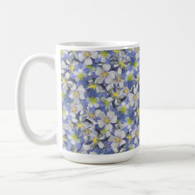 Caneca De Café Columbines Padrão Sem Costura (Esquerda)