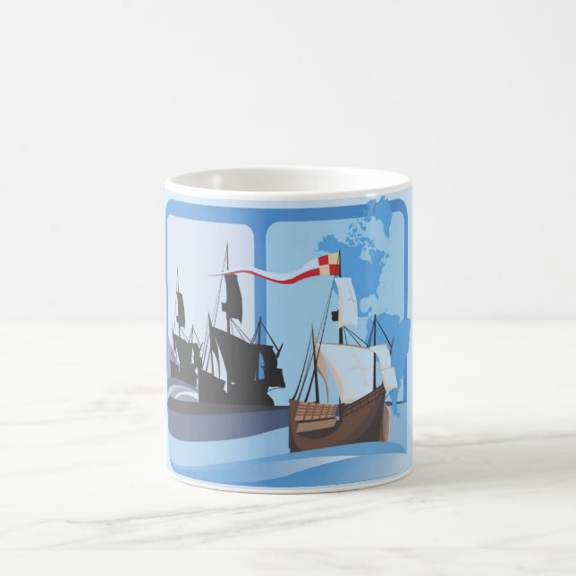 Caneca De Café Columbus à vela do Oceano Azul - (Centro)