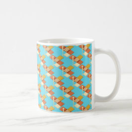 Caneca De Café colunas flutuantes e azulejos geométricos colorido