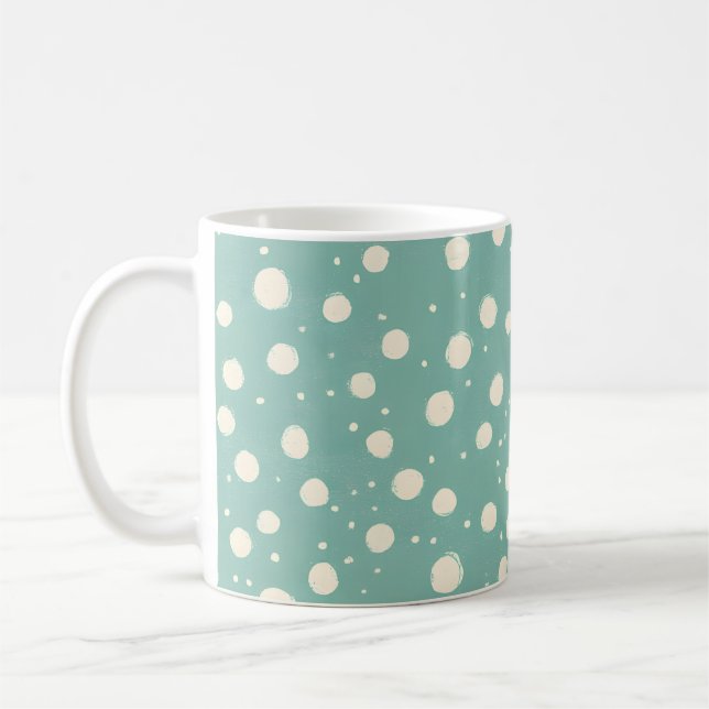 Caneca De Café Colunas Verdes Retroativas Bolinhas Boho Estilo de (Esquerda)