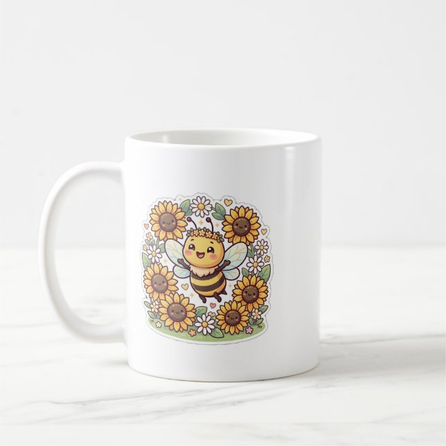 Caneca de Café com Abelha Bumble Kawaii Fofa (Esquerda)