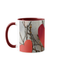 Caneca de Café com Acento de Corações Vermelhos Ro