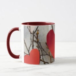 Caneca de Café com Acento de Corações Vermelhos Ro