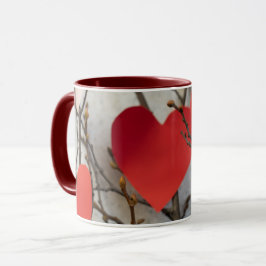Caneca de Café com Acento de Corações Vermelhos Ro