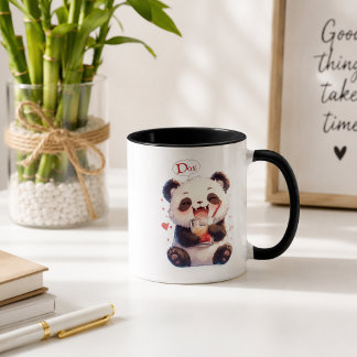 Caneca de Café com Acento de Panda Fofa Bebendo Ch