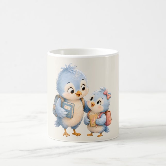 Caneca de Café com Acento de Pássaro Azul Fofo (Centro)