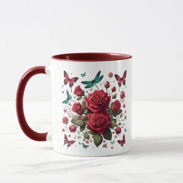 Caneca de Café com Acento Vermelho Escuro (Esquerda)