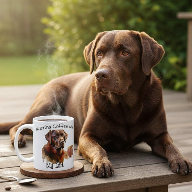 Caneca de Café com Aquarela de Labrador Marrom PER (Criador carregado)