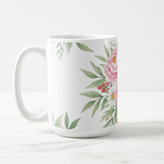 Caneca de Café com Aquarela Floral Rosa Elegante"