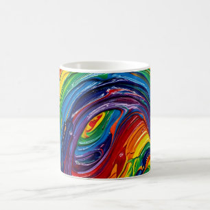 Caneca de Café com Arco de Chuva Íris Abstrato