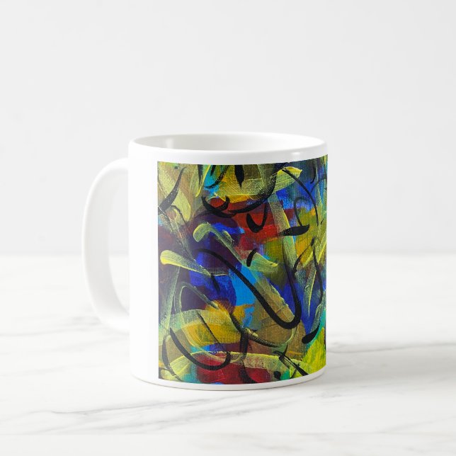 Caneca de Café com Arte Abstrata (Frente Esquerda)