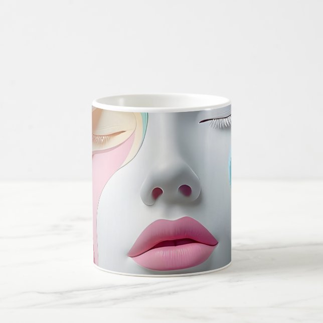 Caneca de Café com Arte Abstrata de Rosto 3D Paste (Centro)