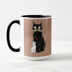 Caneca de café com arte de gato e pai engraçado