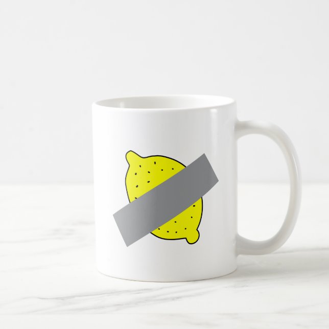 Caneca de café com arte de limão amarelo com fita  (Direita)
