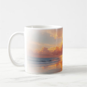 Caneca de Café com Arte de Nuvem do Oceano no Pôr
