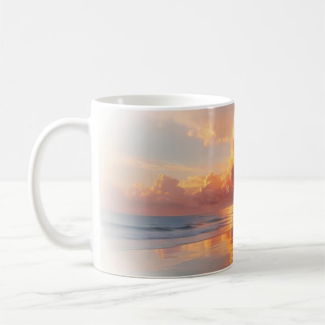 Caneca de Café com Arte de Nuvem do Oceano no Pôr  (Esquerda)