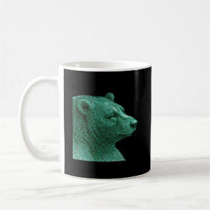 Caneca de Café com Arte de Urso Neon em Linhas – V