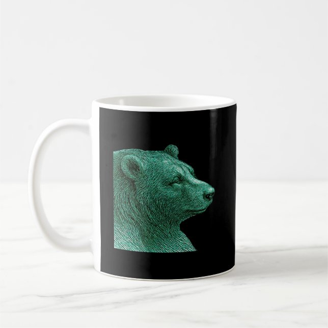 Caneca de Café com Arte de Urso Neon em Linhas – V (Esquerda)