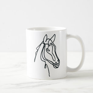 Caneca de café com arte em cavalos
