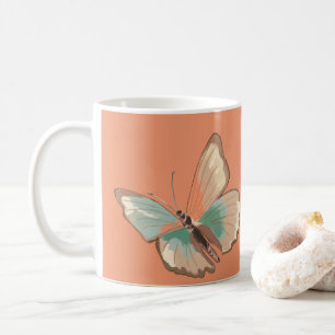 Caneca de Café com Arte Estética de Borboleta Vint
