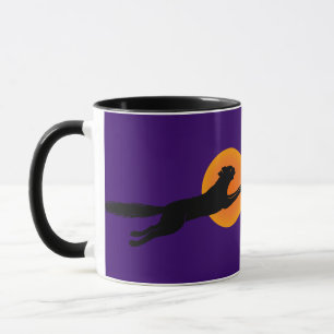 Caneca de Café com Arte Vintage de Gato Preto Voad
