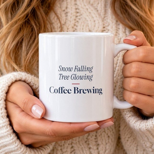 Caneca de Café com Árvore Iluminada e Neve Caindo (Criador carregado)
