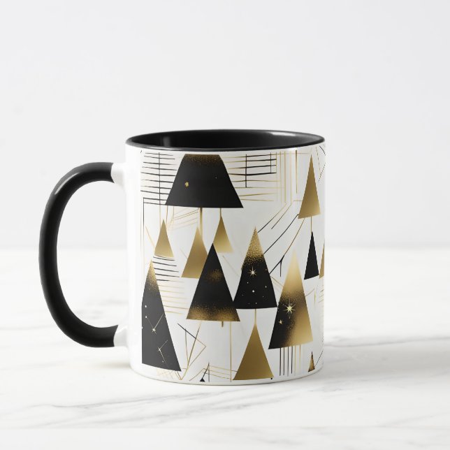 caneca de café com árvores de natal art déco (Esquerda)
