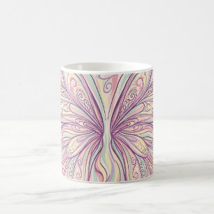 Caneca de Café com Asas de Borboleta Abstratas