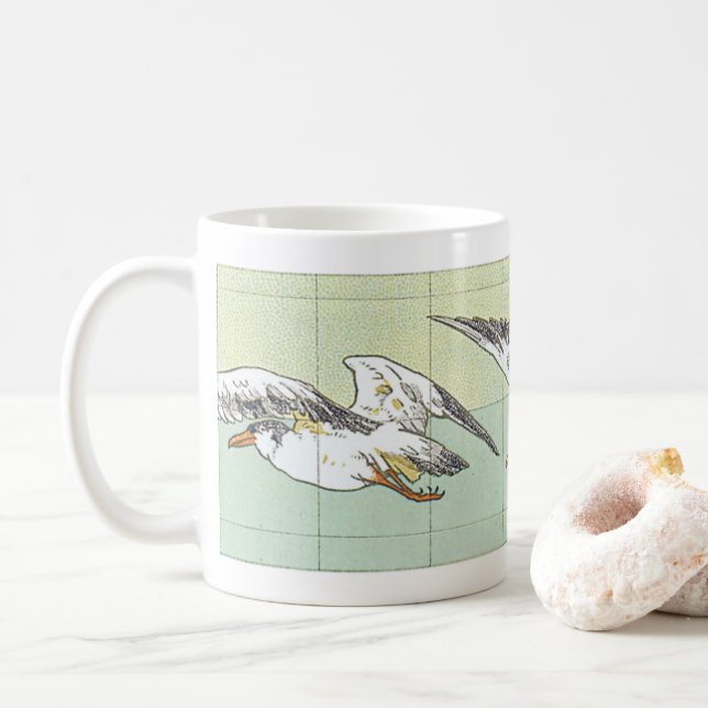 Caneca de Café com Azulejos Falsos de Gaivotas Vin (Com Donut)