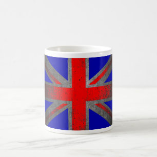 Caneca de café com bandeira de neon grunge, do Rei