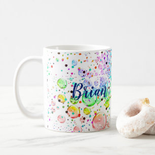 Caneca de Café com Bolhas Coloridas Personalizadas