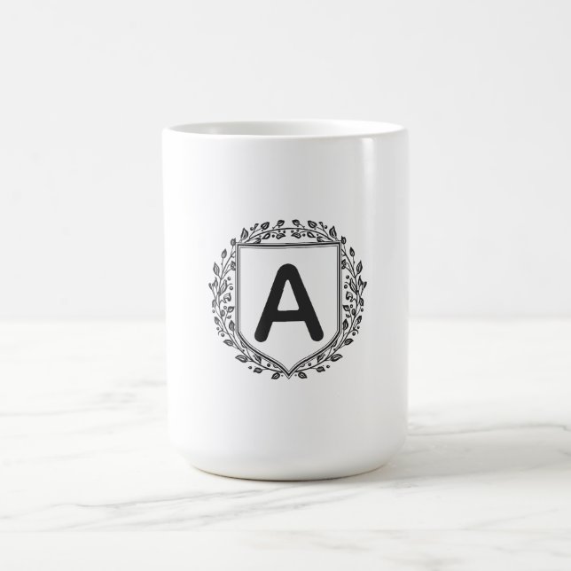 Caneca de Café com Brasão Floral Elegante Personal (Centro)