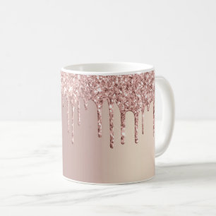 Caneca de Café com Brilho em Glitter Rose Gold