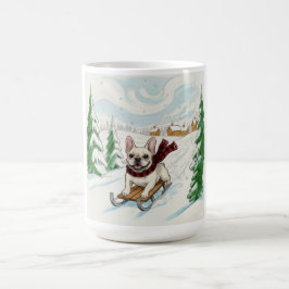Caneca de Café com Bulldog Francês em Trenó