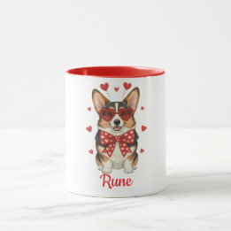Caneca de café com cachorro Corgi dia dos namorado