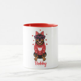caneca de café com cachorro Rottweiler dia dos nam