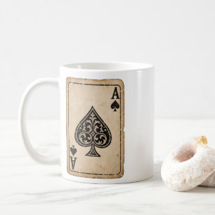 Caneca de café com carta de baralho vintage Ás de