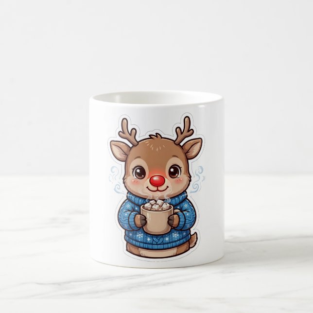 Caneca de Café com Chocolate Quente de Rena Natal (Centro)
