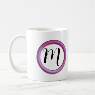 Caneca de Café com Círculo Rosa Monograma