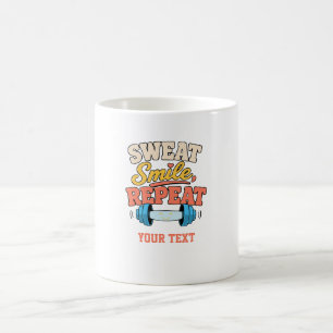 caneca de café com citação de academia suor sorris