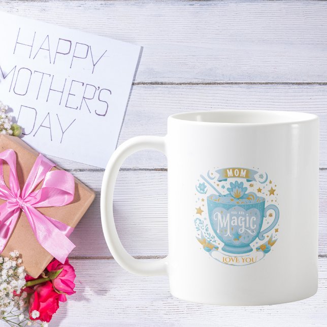 Caneca de café com citação do Dia das Mães em aqua (Criador carregado)