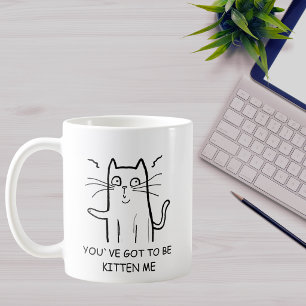 Caneca de café com citação engraçada de gato